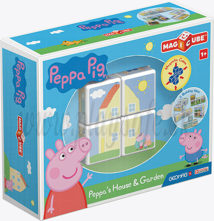 GEOMAG Magicube Magnetické kocky Peppa Pig Dom a záhrada, 4 kocky