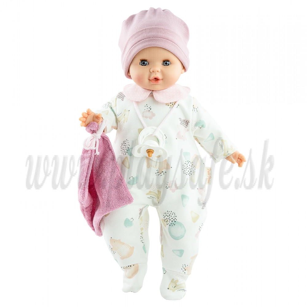 Paola Reina Zvuková bábika bábätko Sonia, 36cm biele dupačky