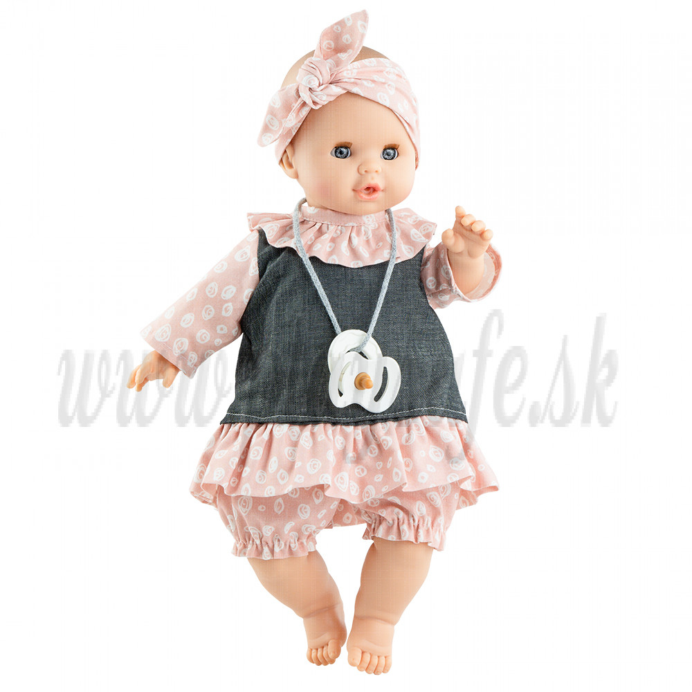 Paola Reina Sonia&Alex Šatočky s cumlíkom rifľovo ružové, 36cm