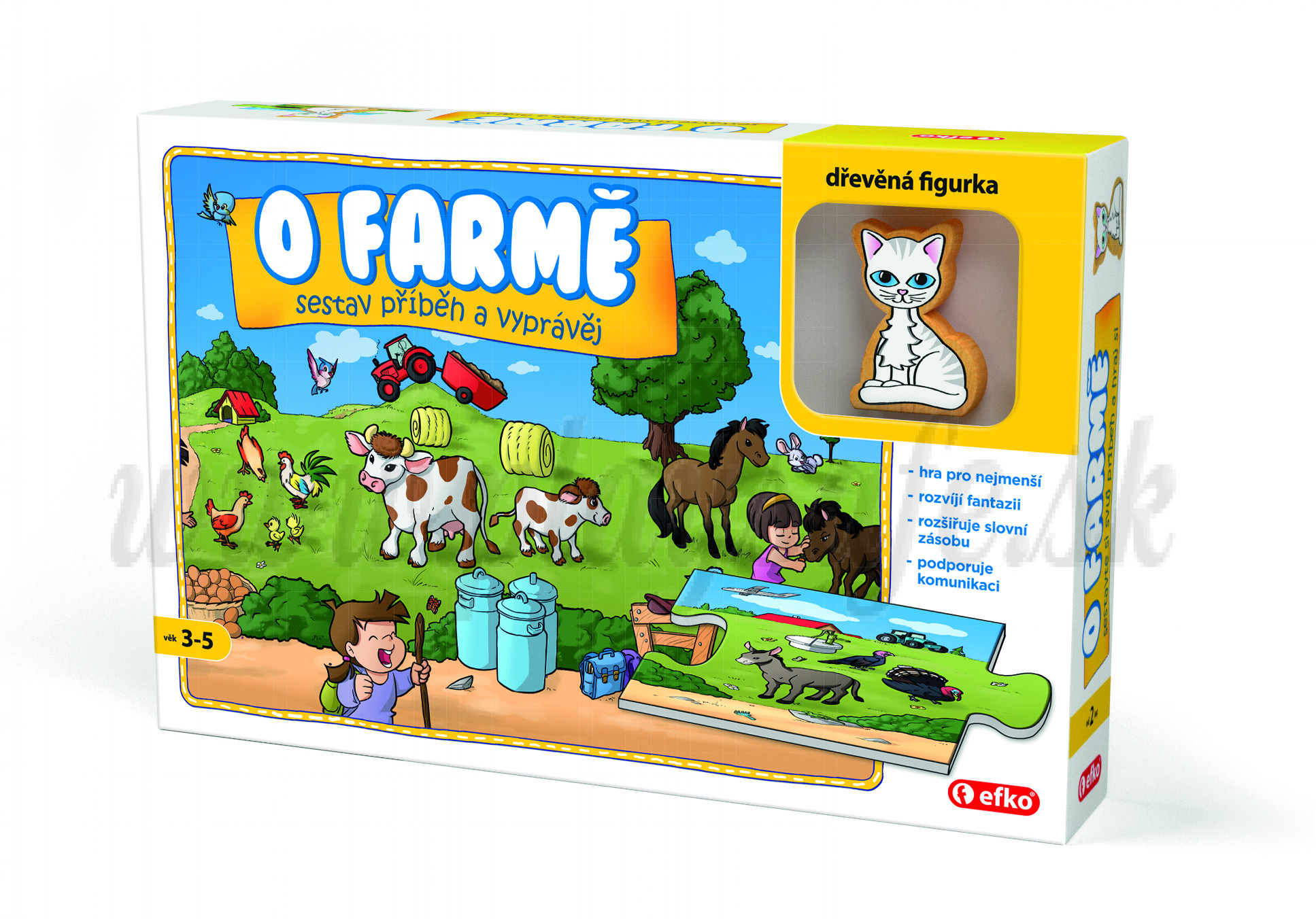 Efko Puzzle s drevenou figúrkou O farme, 9ks