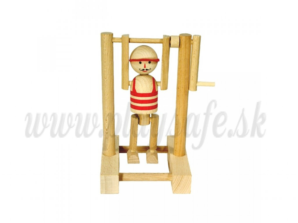 MIK Drevený rebrík otočný chlapec na hrazde červený