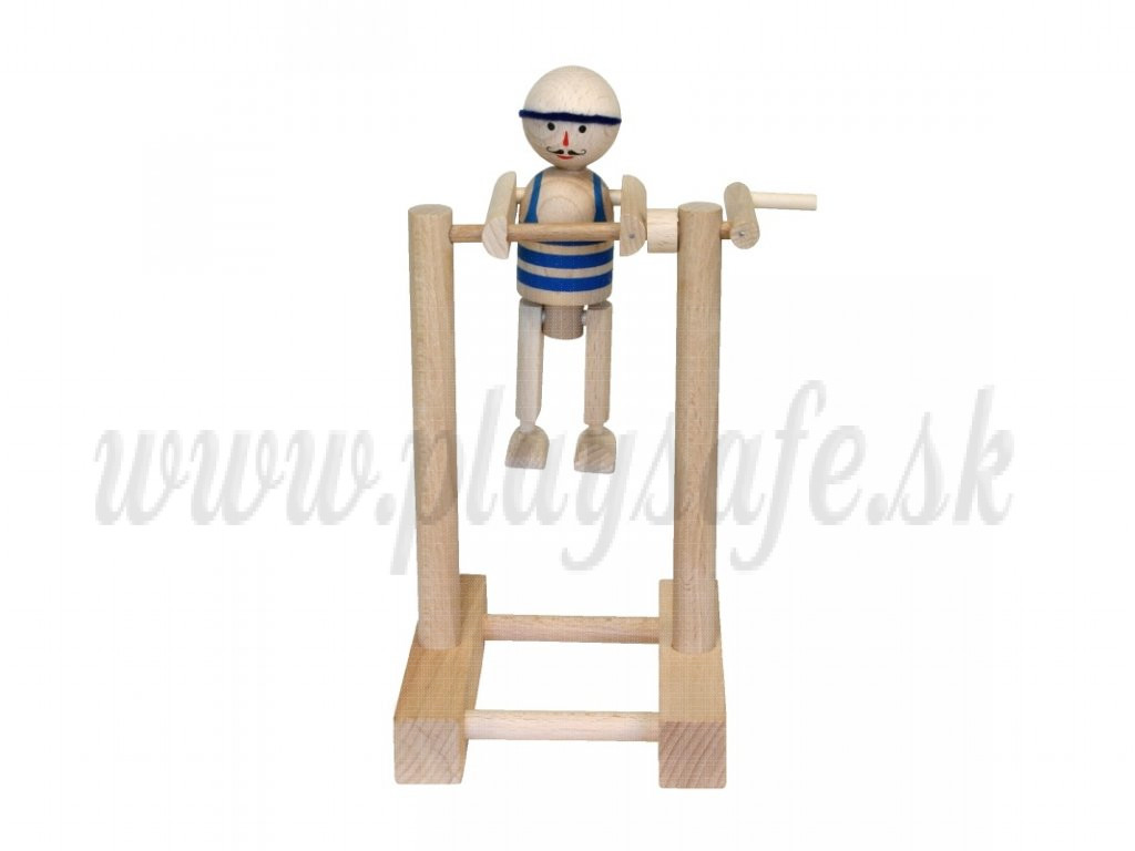 MIK Drevený rebrík otočný chlapec na hrazde modrý