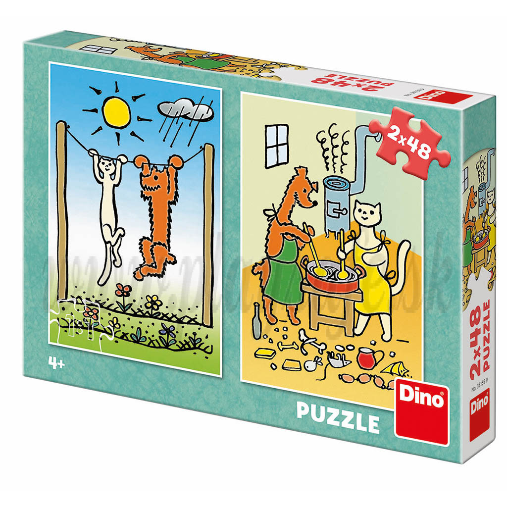 Dino Puzzle Psíček a mačička, 2x48