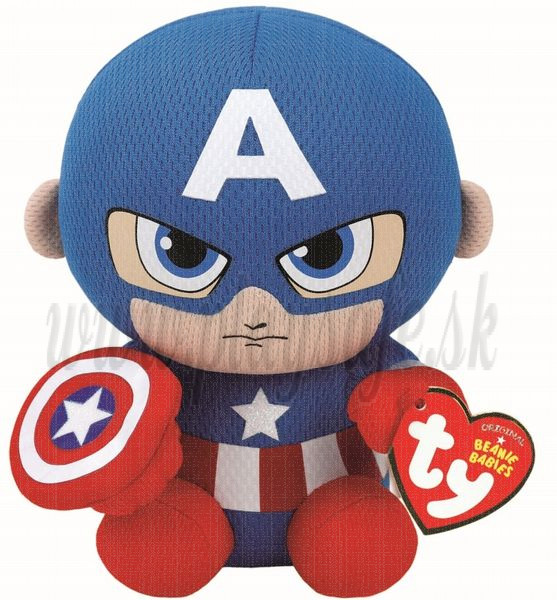 TY UK Plyšová hračka Marvel Kapitán Amerika, 15cm