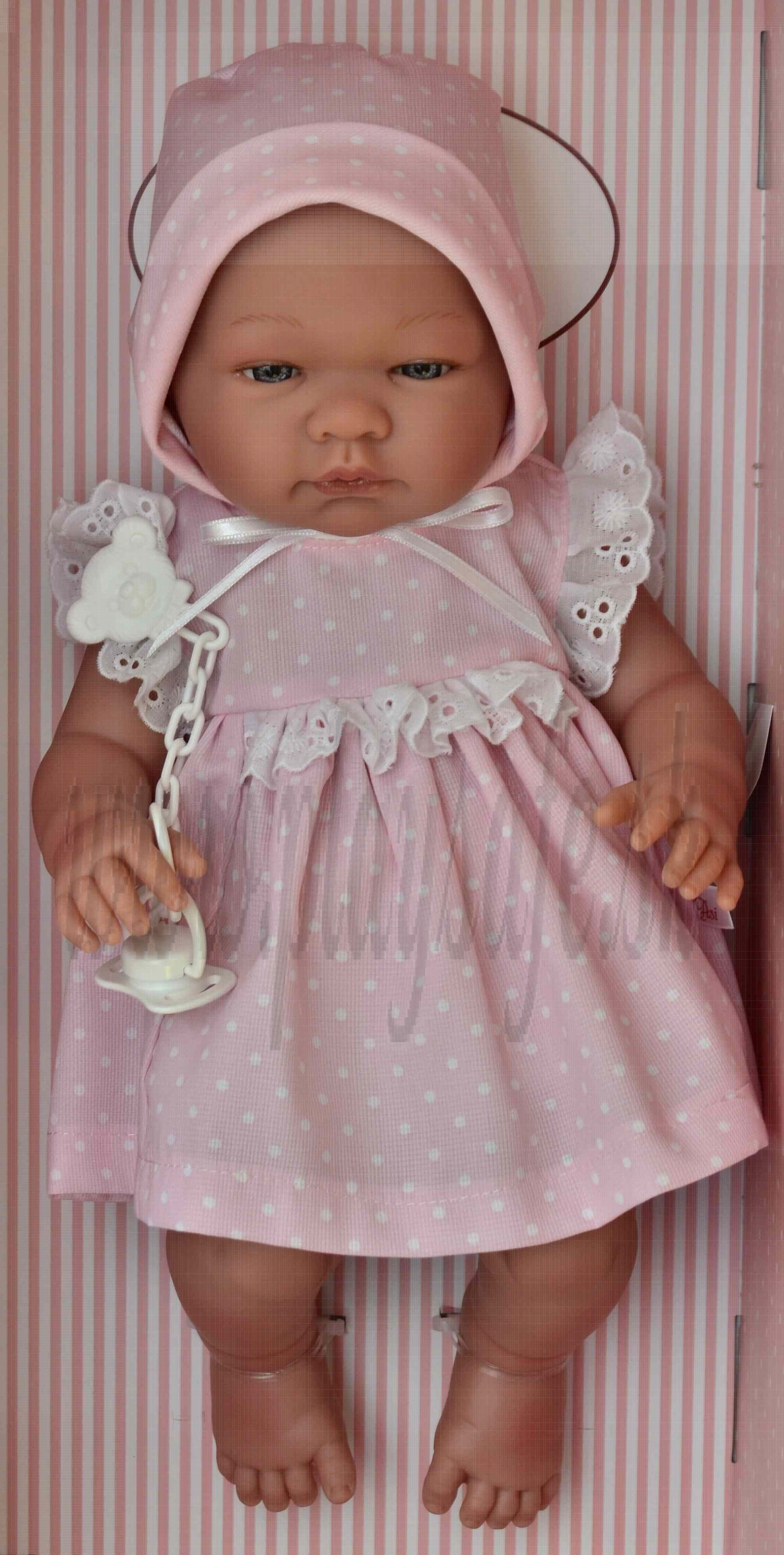 Asivil Realistické bábätko dievčatko María, 43cm bodkované šatočky