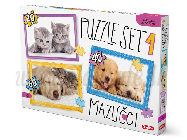 Efko Puzzle Domáci mazlíčkovia, 3ks