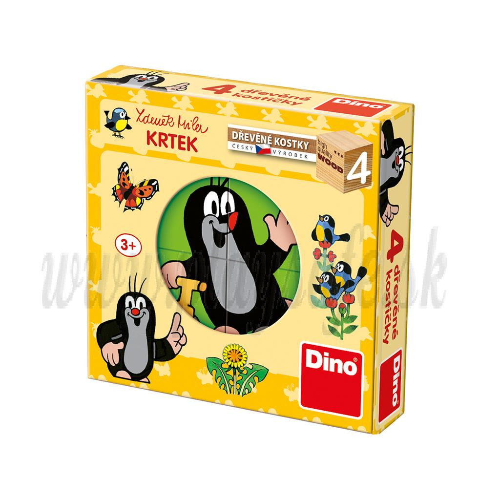 Dino Drevené obrázkové kocky Krtko, 4 kocky