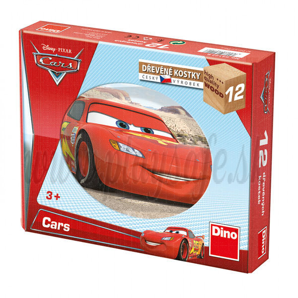 Dino Drevené obrázkové kocky Disney Cars, 12 kociek