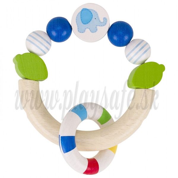 Heimess Drevená elastická hračka do ruky polkruh Sloník modrý