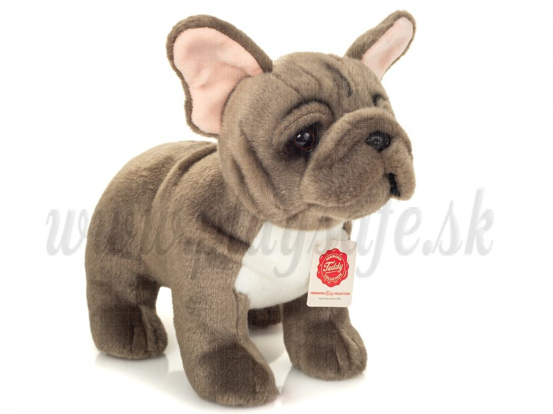 Teddy Hermann Plyšový psík Francúzsky buldog sivý stojaci, 30cm