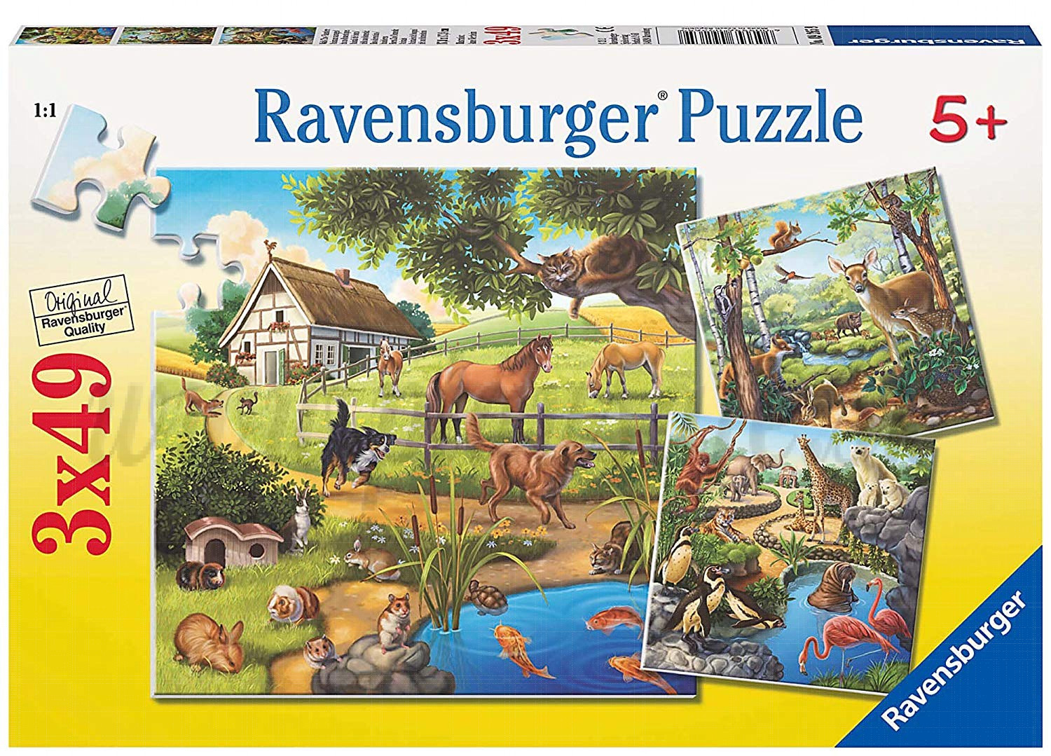 Ravensburger Puzzle Zvieratá Farma Zoo Les, 3x49ks
