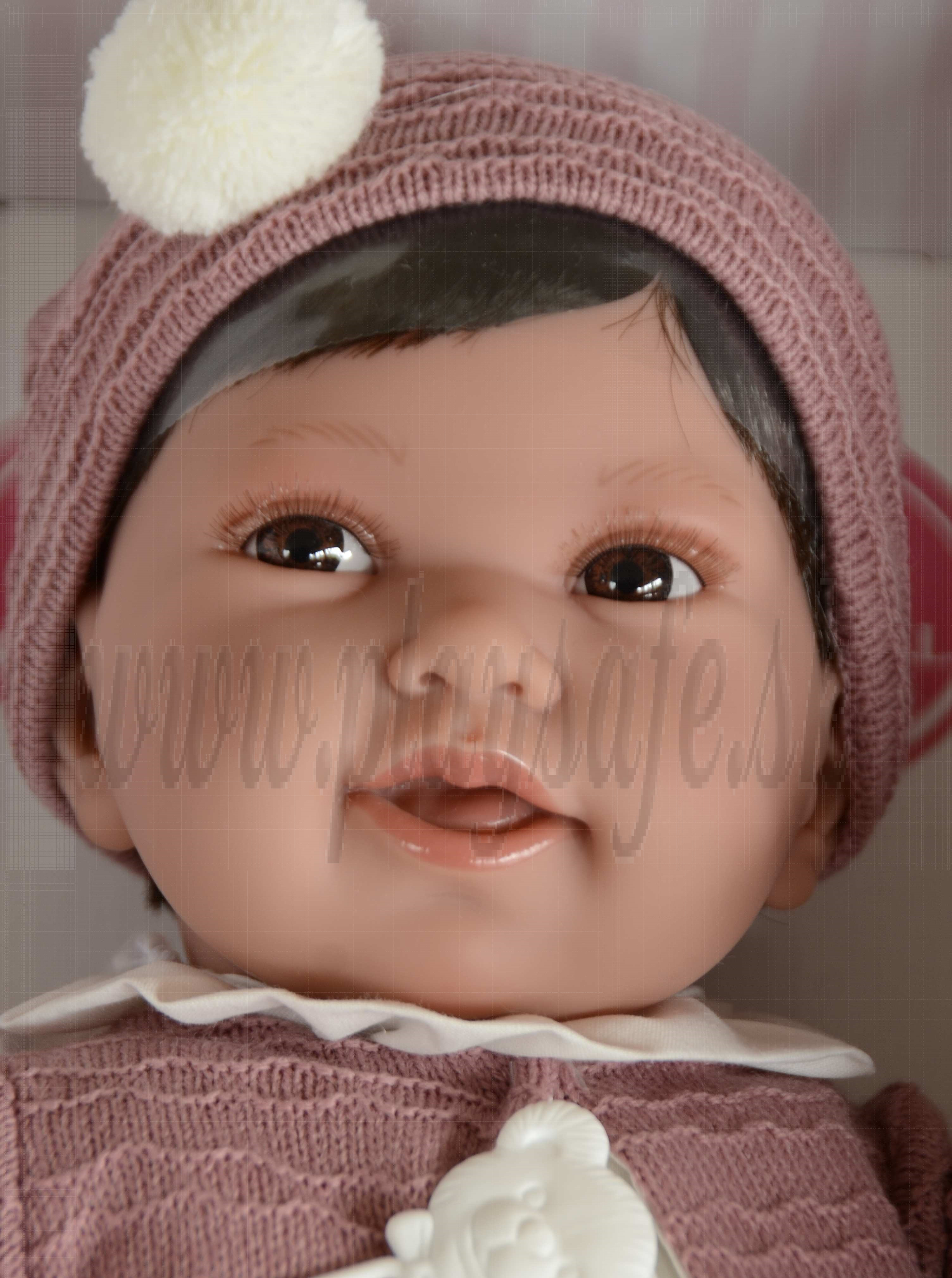 Antonio Juan Látková bábika bábätko Pipa, 40cm v tmavoružovom