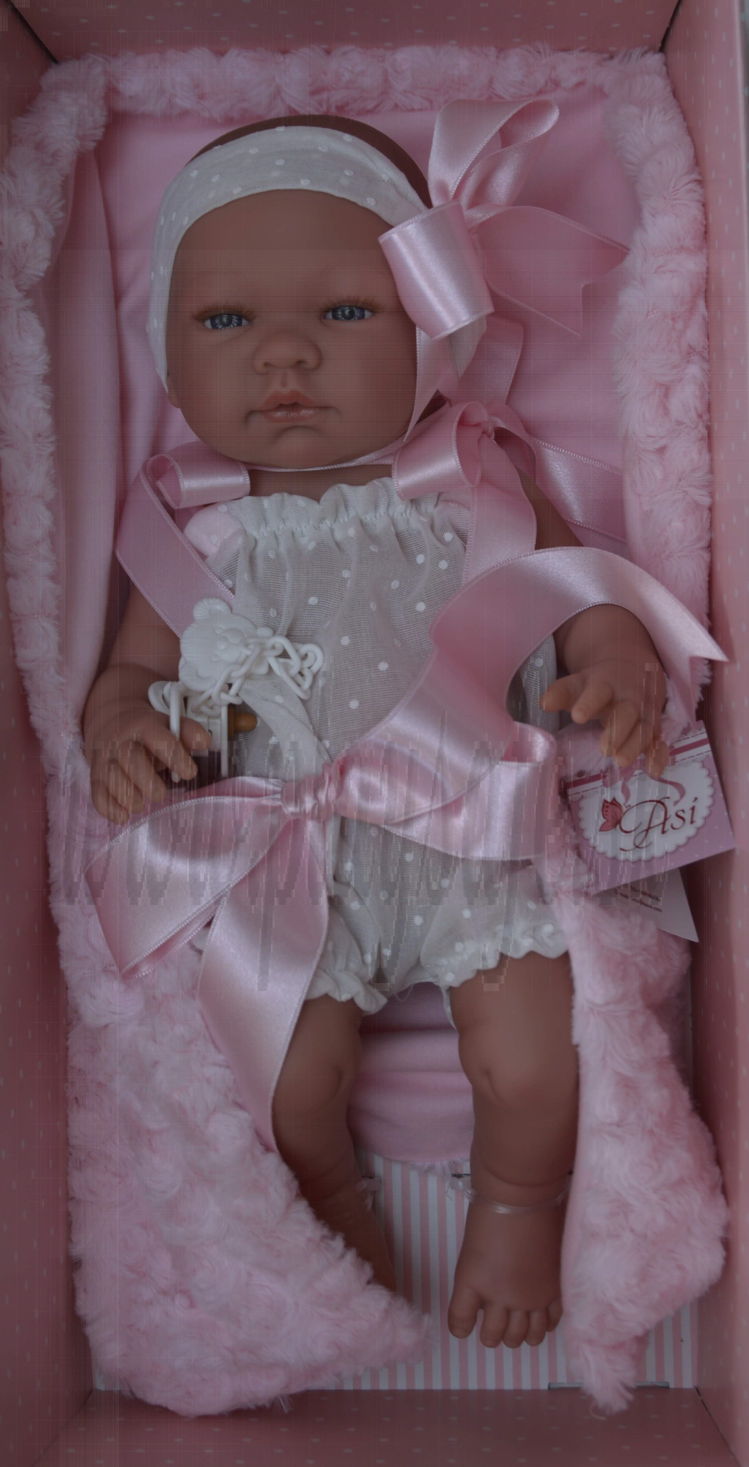 Asivil Realistické bábätko dievčatko María, 43cm biele šatočky
