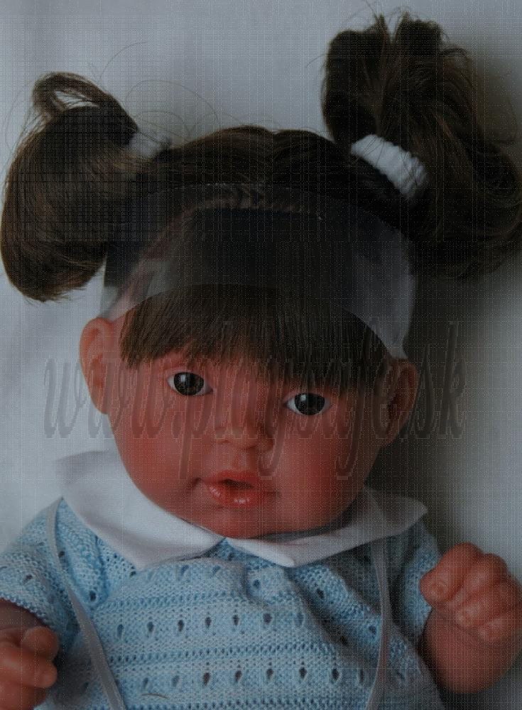 Antonio Juan Realistická bábika Tita Coletas, 26cm tmavé vlásky modré šatočky