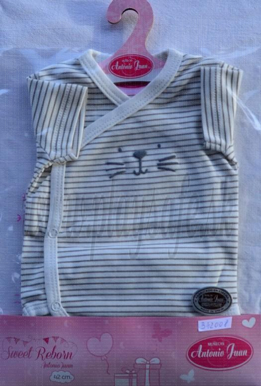 Antonio Juan Oblečenie pre bábiku bodičko pre bábätko, 40-42cm pásiková mačička