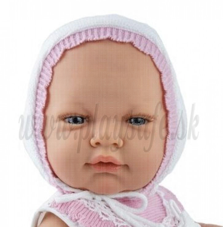 Marina & Pau Realistické bábätko dievčatko, 45cm v bielej čiapočke