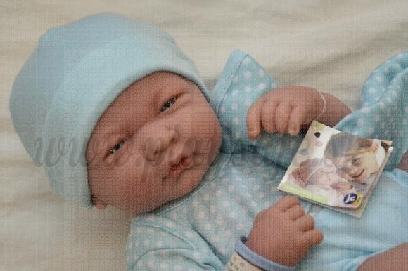 Berenguer Realistické bábätko chlapček, 36cm v modrom s dekou