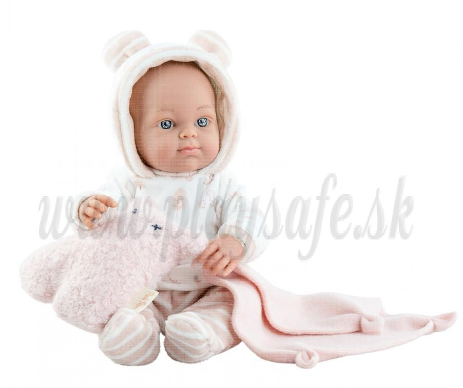 Paola Reina Realistické bábätko Mini Pikolin, 36cm dievčatko s ružovým mazlíčkom