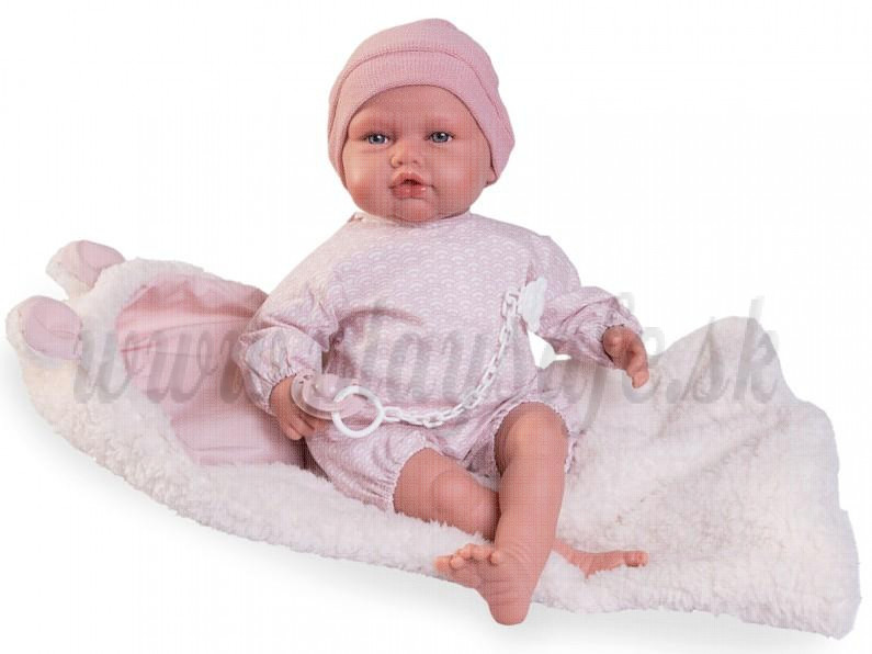Antonio Juan Zvuková bábika bábätko Babydoo Palabritas, 50cm v zavinovačke s uškami