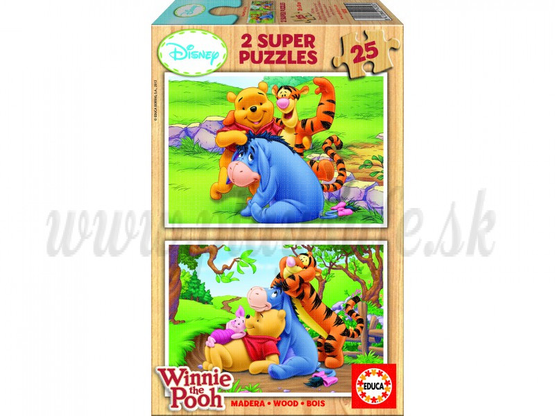 EDUCA 2x25 Drevené puzzle Macko Pooh