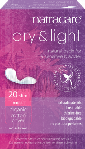 Natracare Bio bavlnené inkontinenčné vložky Dry & Light Slim, 20ks