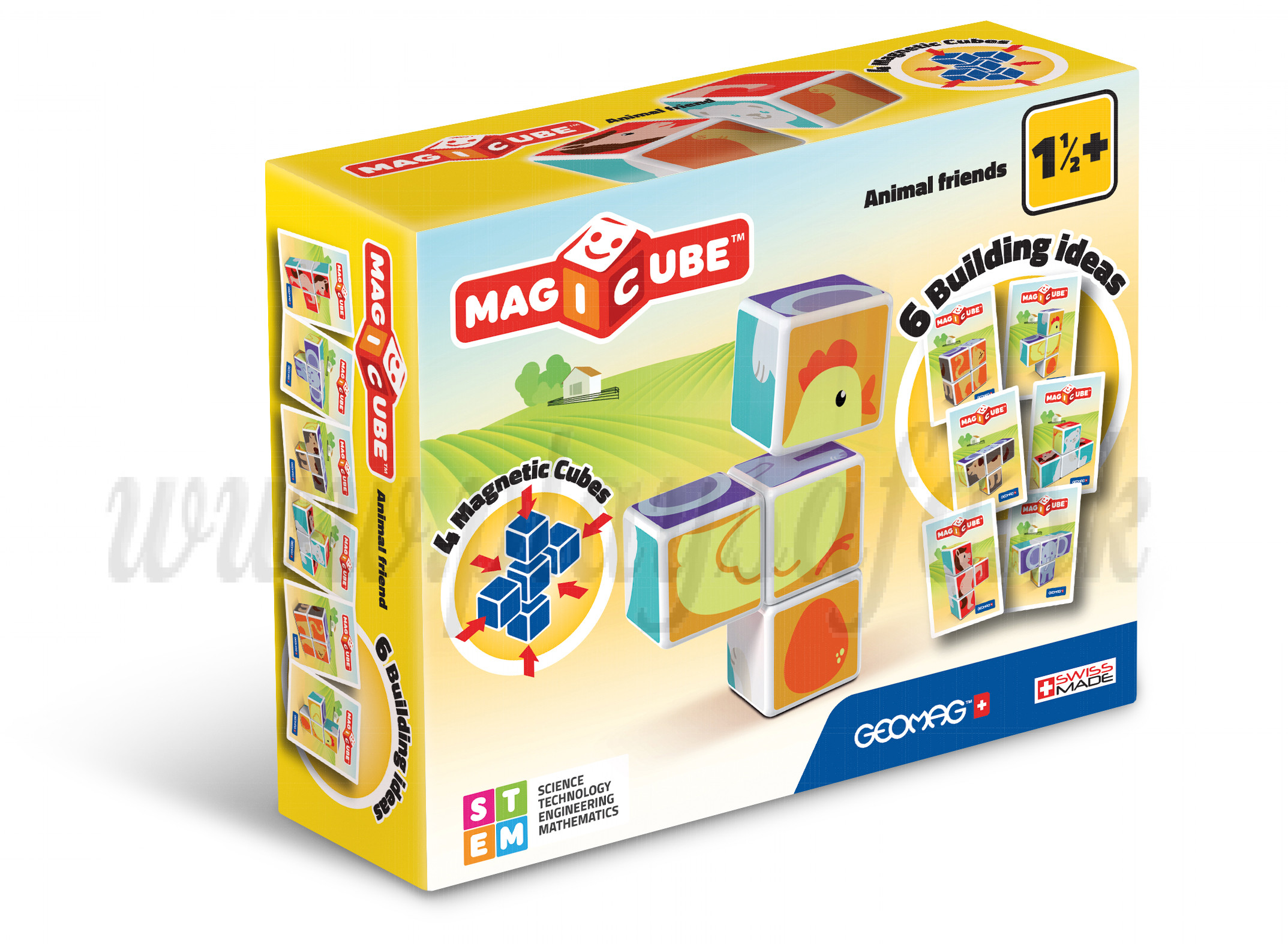 GEOMAG Magicube Magnetické kocky Zvierací priatelia, 4 kocky