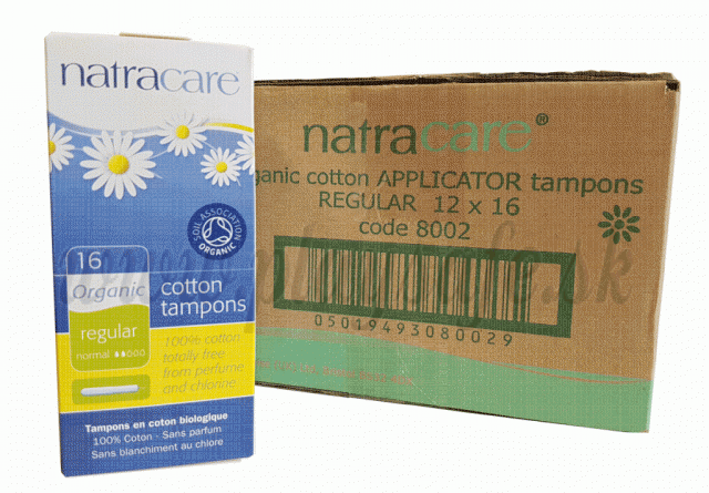 Natracare Bio bavlnené tampóny Regular s aplikátorom, kartón 12x16ks
