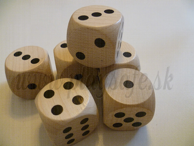 DETOA Drevené kocky hracie lisované 25mm prírodné, 1ks