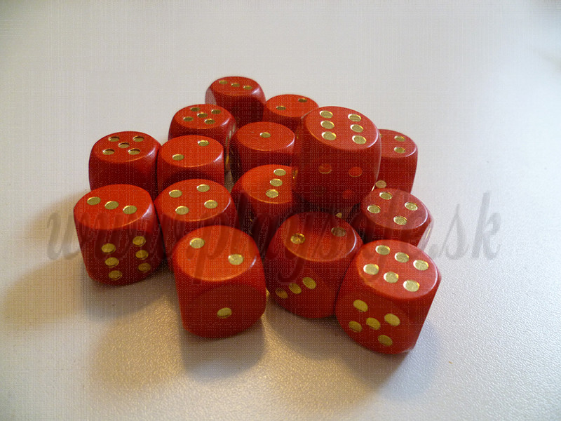 DETOA Drevená kocka hracia lisovaná 16mm červená