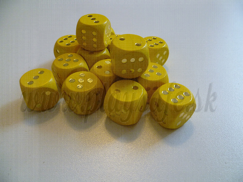 DETOA Drevená kocka hracia lisovaná 16mm žltá