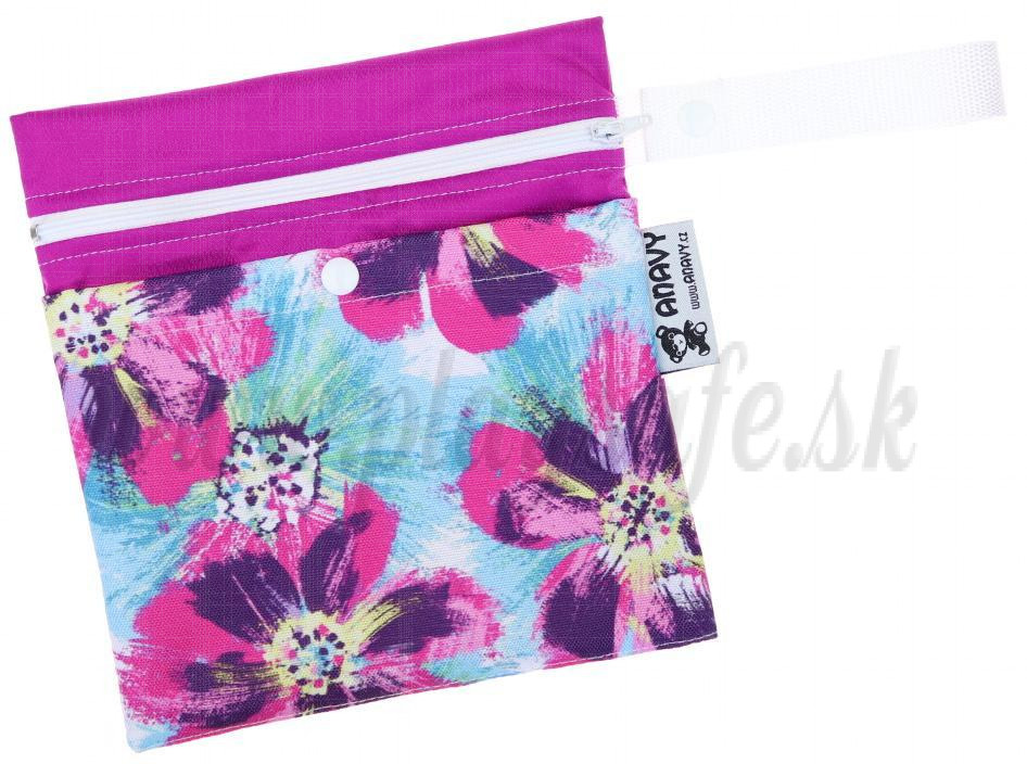 Anavy Kozmetická taštička 20x21cm nepremokavá fuchsia / kvety fialová