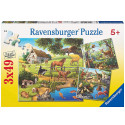 Ravensburger Puzzle Zvieratá Farma Zoo Les, 3x49ks