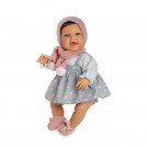 Berjuan Bábika s látkovým telíčkom Baby Sweet, 50cm v sivej sukničke