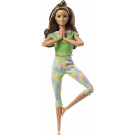 Mattel Barbie Made to Move Bábika multikĺbová, 29cm brunetka v zelenom joga úbore