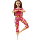 Mattel Barbie Made to Move Bábika multikĺbová, 29cm ryšavá v tmavoružovom joga úbore