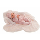 Antonio Juan Zvuková bábika bábätko Bimba Manta na deke, 37cm žmurkacia v ružovom