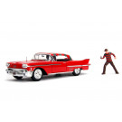 Jada Nočná mora na Elm Street Diecast Model American Horror Rides 1/24 1958 Cadillac s figúrkou