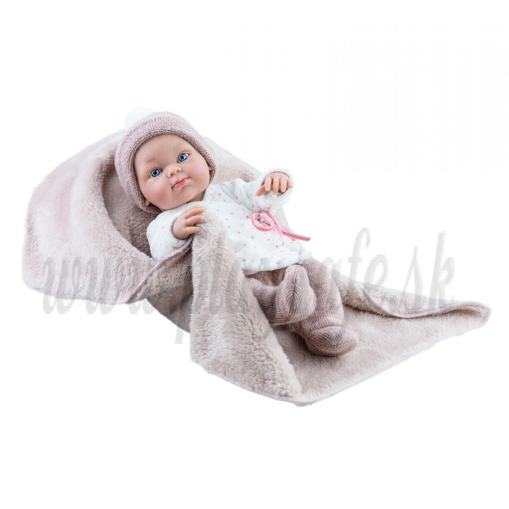 Paola Reina Mini Pikolin Baby Girl Doll, 32cm with brown blanket