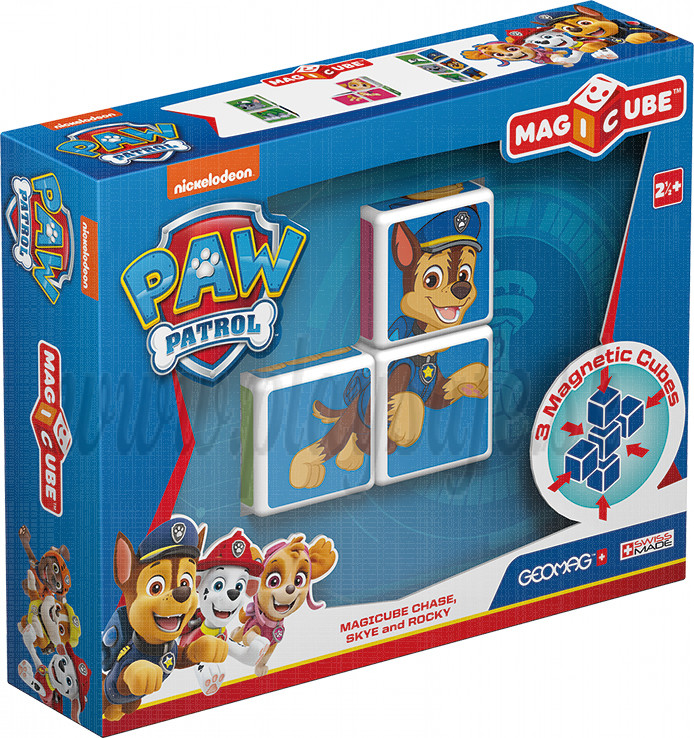 GEOMAG Magicube Magnetic cubes Paw Patrol Chase Skye Rocky, 3 cubes