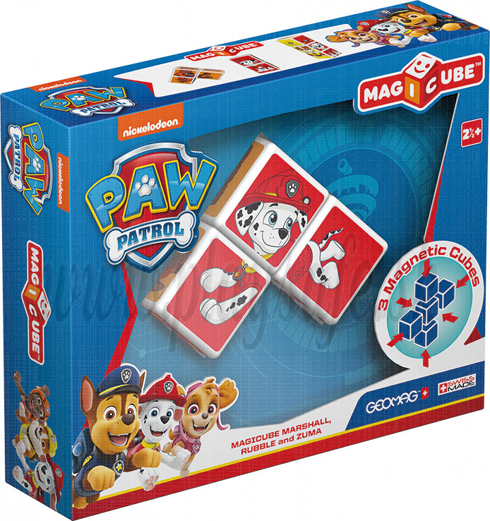 GEOMAG Magicube Magnetic cubes Paw Patrol Marshall Rubble Zuma, 3 cubes
