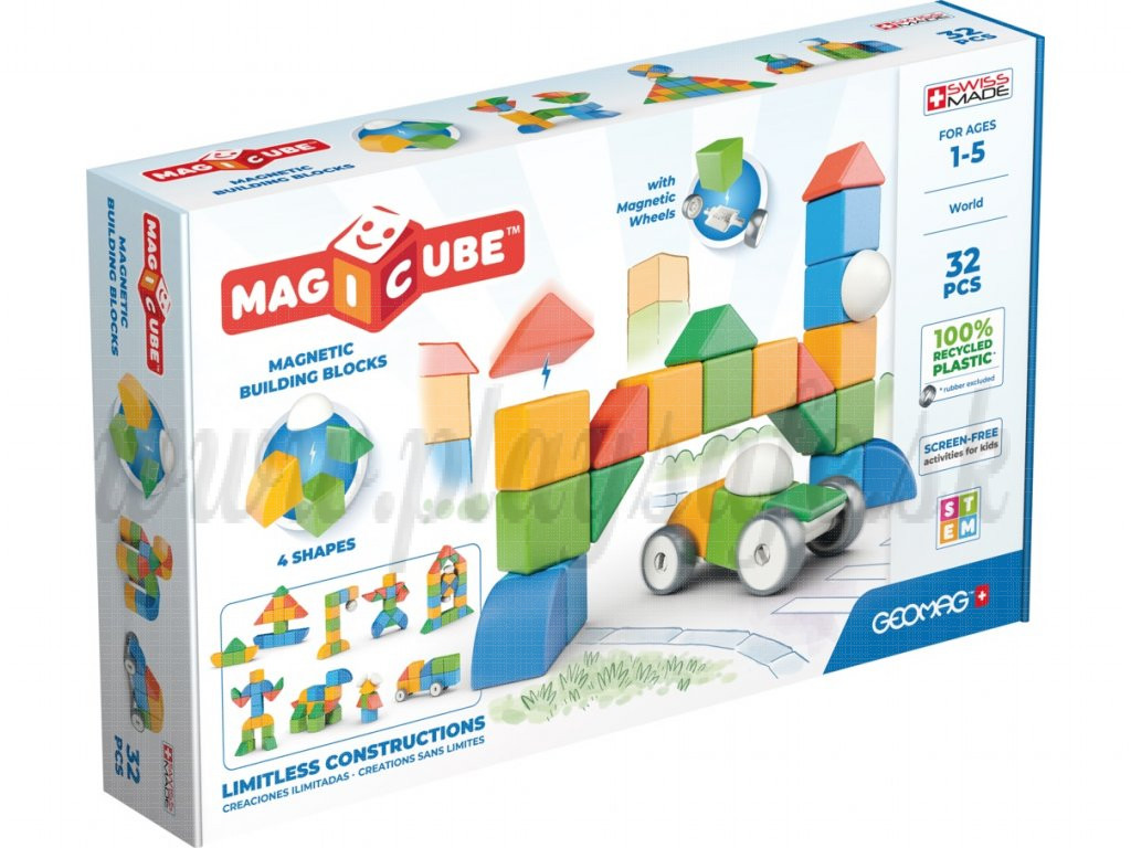 GEOMAG Magicube Magnetic cubes Shapes World, 32 cubes