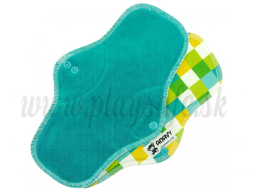 Anavy Menstrual Night Pads PUL Cotton Velour emerald / squares