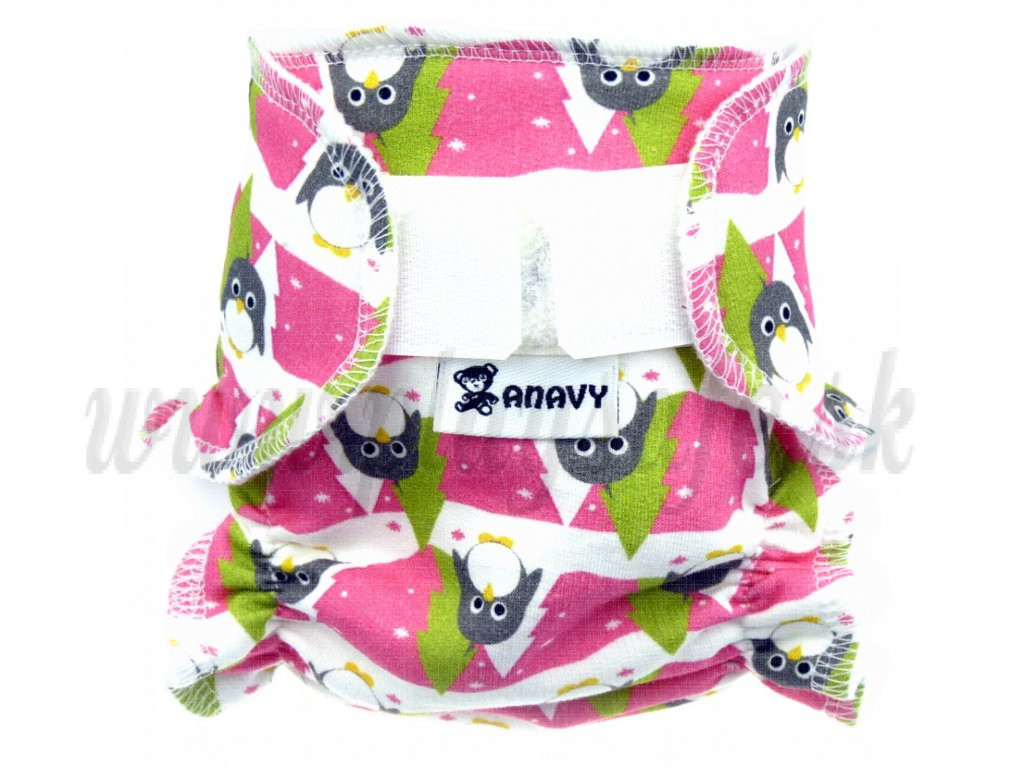 Anavy Cloth Doll Diaper Winter Penguins pink
