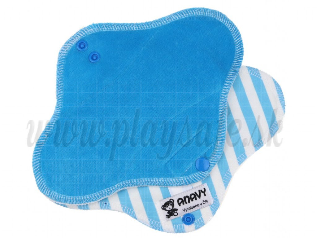 Anavy Menstrual Day Pads PUL cotton velour turquoise / stripes blue
