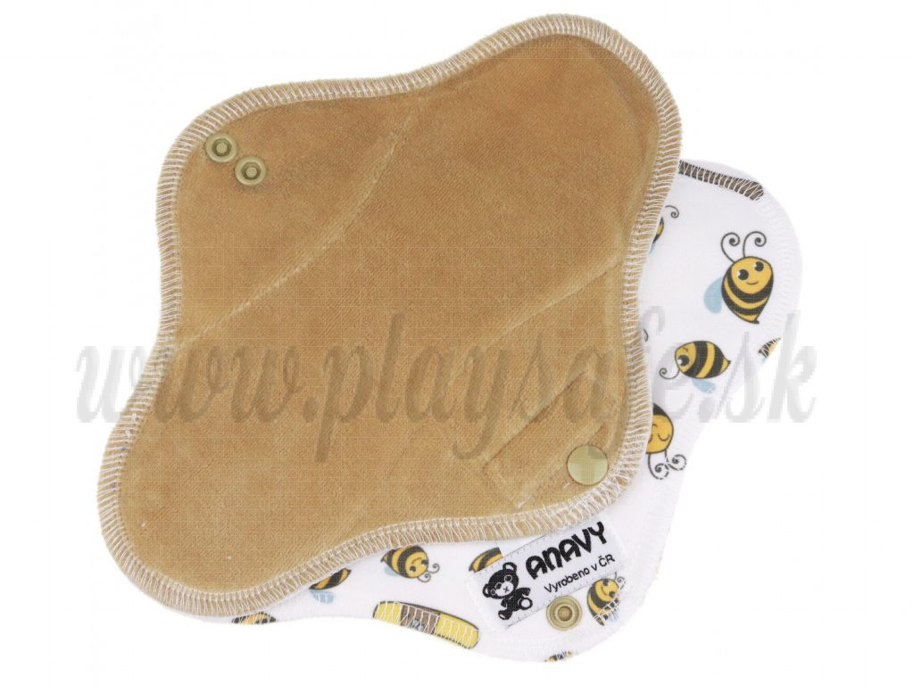 Anavy Menstrual Day Pads PUL cotton velour white coffee / bees