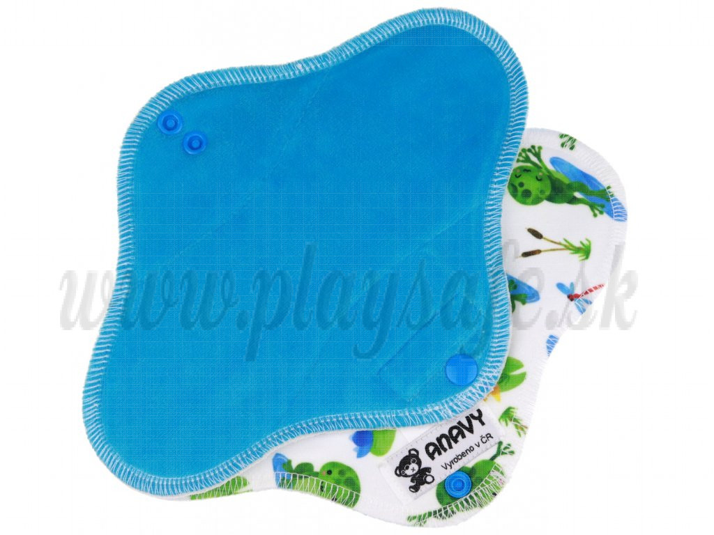 Anavy Menstrual Day Pads PUL cotton velour turquoise / frogs