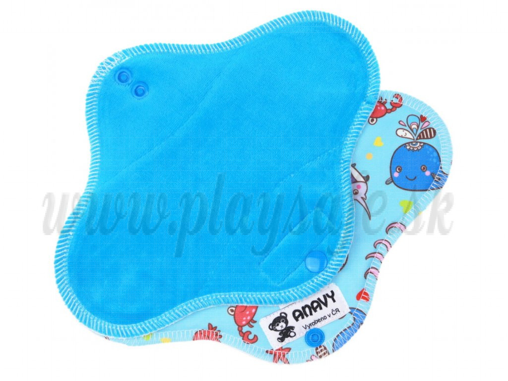 Anavy Menstrual Day Pads PUL cotton velour turquoise / ocean