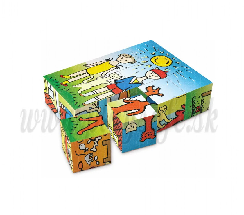 Dino TOPA Wooden Picture Blocks The Dog And The Cat, 12 cubes