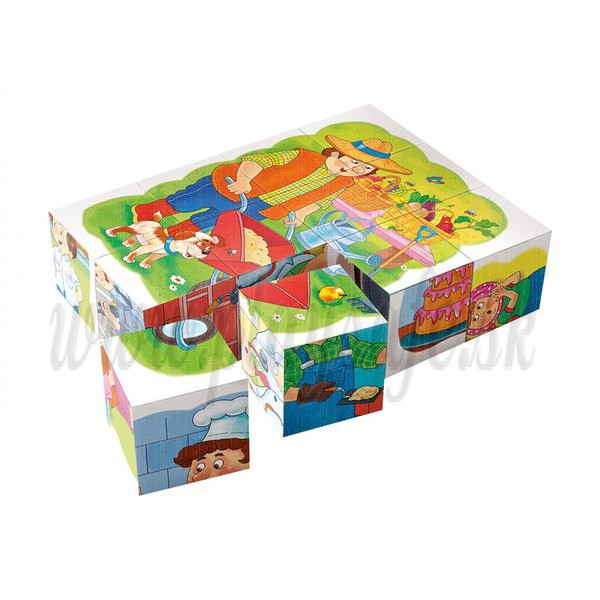 Dino Wooden Picture Blocks Professions, 12 cubes