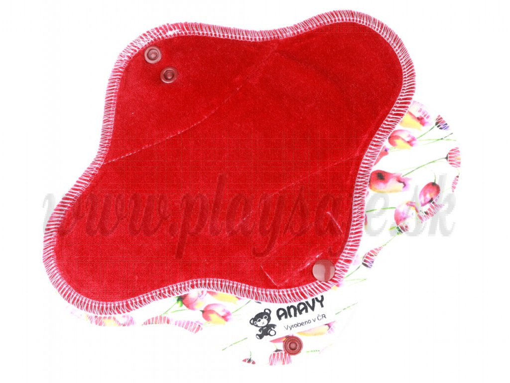Anavy Menstrual Day Pads PUL cotton velour wine / tulips